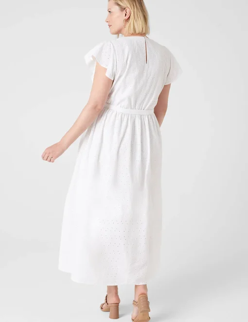 Occasion^Lane Bryant Flutter-Sleeve Eyelet Maxi Dress White