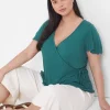 Knit Tops^Lane Bryant Flutter-Sleeve Real Wrap Top Antique Green