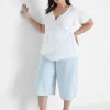 Knit Tops^Lane Bryant Flutter-Sleeve Real Wrap Top White