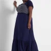 Fit & Flare^Lane Bryant Flutter-Sleeve Smocked Bodice Maxi Dress Maritime Blue