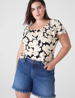 Knit Tops^Lane Bryant Flutter-Sleeve Square-Neck Knit Top Elegant Floral