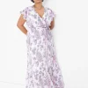 Work Versatile^Lane Bryant Flutter-Sleeve Surplice-Neck Maxi Dress Martha Paisley