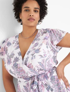 Work Versatile^Lane Bryant Flutter-Sleeve Surplice-Neck Maxi Dress Martha Paisley