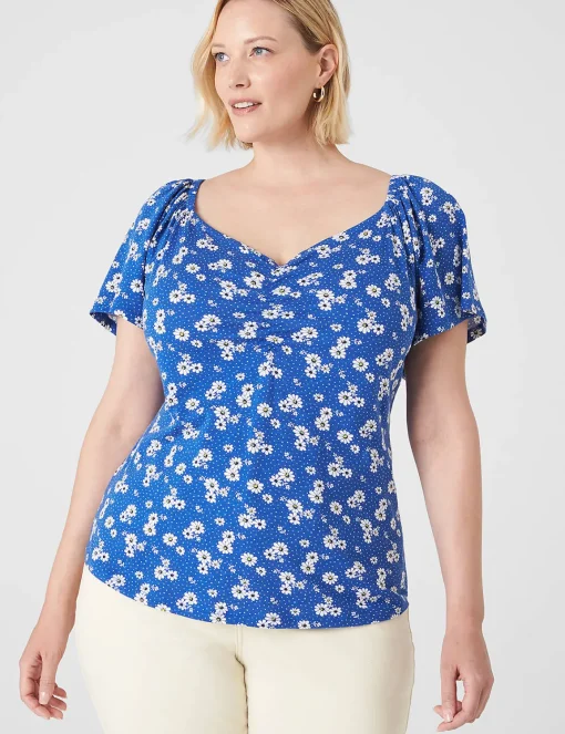 Knit Tops^Lane Bryant Flutter-Sleeve Sweetheart-Neck Top Melody Floral