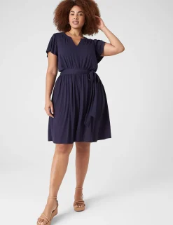 Maxi & Midi^Lane Bryant Flutter-Sleeve V-Neck Knit Swing Dress Maritime Blue