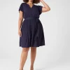 Work Versatile^Lane Bryant Flutter-Sleeve V-Neck Knit Swing Dress Maritime Blue