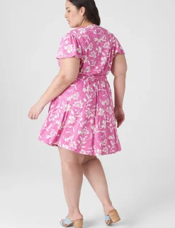 Maxi & Midi^Lane Bryant Flutter-Sleeve V-Neck Knit Swing Dress Cabo Flower