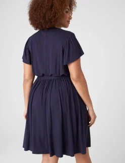 Maxi & Midi^Lane Bryant Flutter-Sleeve V-Neck Knit Swing Dress Maritime Blue