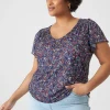 Knit Tops^Lane Bryant Flutter-Sleeve V-Neck Mesh Tee Mia Floral