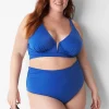 Swim Bottoms^Lane Bryant Foldover-Waist High-Leg Swim Brief Beaucoup Blue