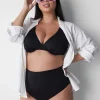 Swim Bottoms^Lane Bryant Foldover-Waist High-Leg Swim Brief Black