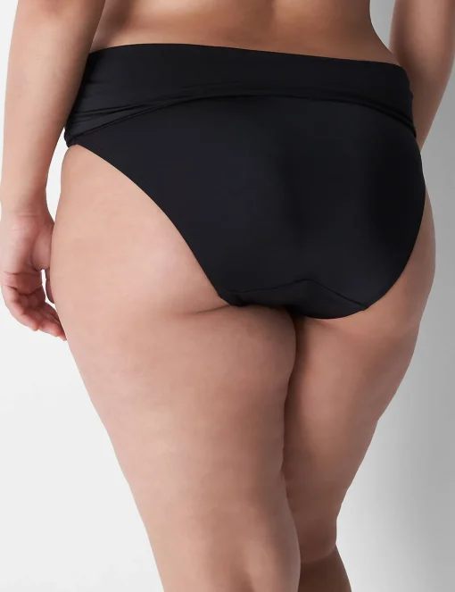 Swim Bottoms^Lane Bryant Foldover-Waist High-Leg Swim Brief Black