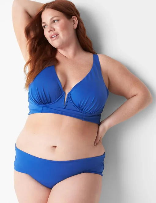 Swim Bottoms^Lane Bryant Foldover-Waist High-Leg Swim Brief Beaucoup Blue