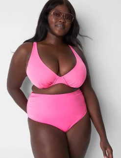 Swim Bottoms^Lane Bryant Foldover-Waist High-Leg Swim Brief Sugar Plum