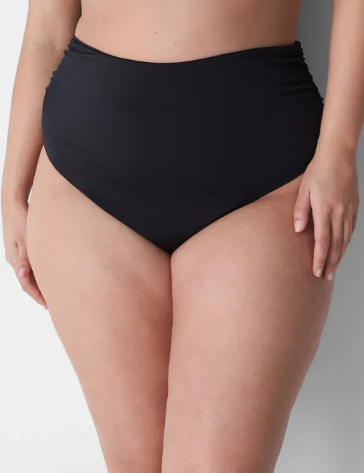 Swim Bottoms^Lane Bryant Foldover-Waist High-Leg Swim Brief Black