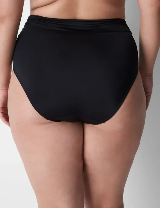 Swim Bottoms^Lane Bryant Foldover-Waist High-Leg Swim Brief Black