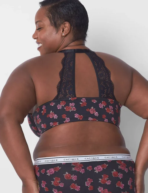 Underwire Bras^Lane Bryant Front-Close Cotton Boost Plunge Bra Mini Roses