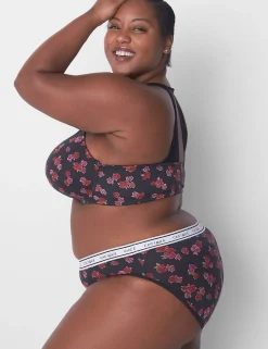 Underwire Bras^Lane Bryant Front-Close Cotton Boost Plunge Bra Mini Roses