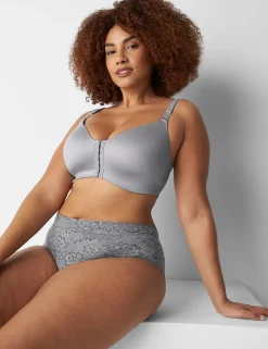 No-Wire Bras And Bralettes^Lane Bryant Front-Close No-Wire Bra Alloy