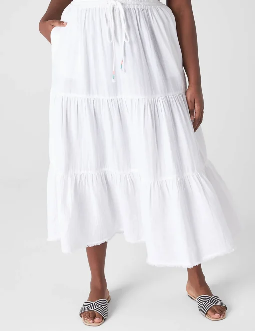 Skirts^Lane Bryant Gauze Tiered Maxi Skirt White