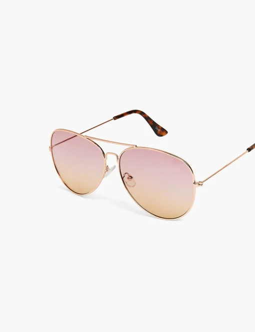 Sunglasses^Lane Bryant Gold Metal Aviator With Pink/Gold G Gold Tone