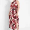 Fit & Flare^Lane Bryant Halter Tie-Neck Maxi Dress Botanica Leaves