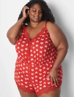Sleep Separates^Lane Bryant Heart Print Romper Sexy Heart