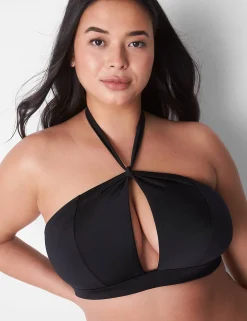 Swim Tops^Lane Bryant High-Neck Cutout Swim Bikini Top Black