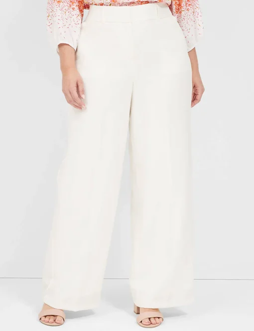 Wide Leg^Lane Bryant High-Rise Perfect Drape Wide Leg Pant Ivory Rose