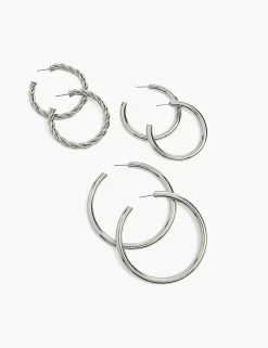 Earrings^Lane Bryant Hoop Earrings 3 Pack Silver