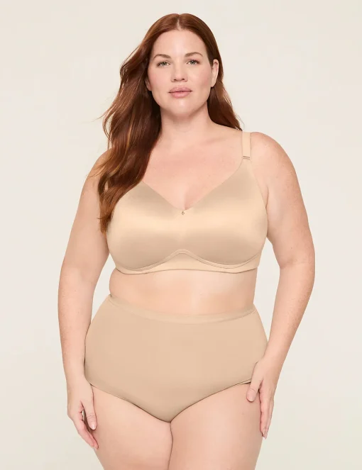 F To K Cups^Lane Bryant Invisible Backsmoother Lightly Lined Full Coverage No-Wire Bra Cafe