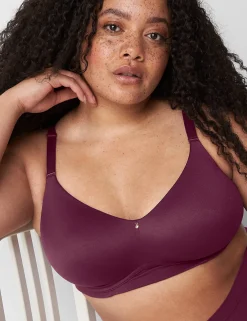 No-Wire Bras And Bralettes^Lane Bryant Invisible Backsmoother Lightly Lined Full Coverage No-Wire Bra Grape Wine