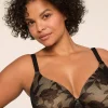 F To K Cups^Lane Bryant Invisible Lace Backsmoother Lightly Lined Full Coverage Bra Black