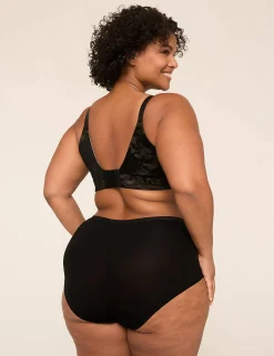 F To K Cups^Lane Bryant Invisible Lace Backsmoother Lightly Lined Full Coverage Bra Black