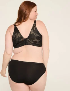 F To K Cups^Lane Bryant Invisible Lace Backsmoother Lightly Lined Balconette Bra Black
