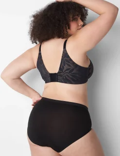 F To K Cups^Lane Bryant Invisible Lace Backsmoother Balconette Bra Black