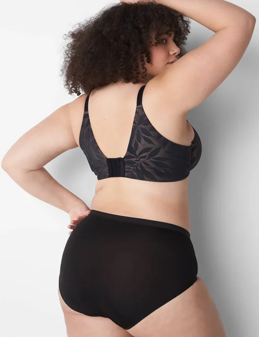 F To K Cups^Lane Bryant Invisible Lace Backsmoother Balconette Bra Black
