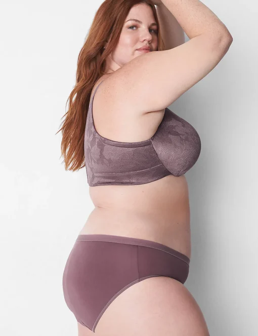 Underwire Bras^Lane Bryant Invisible Lace Backsmoother Lightly Lined Balconette Bra Flint