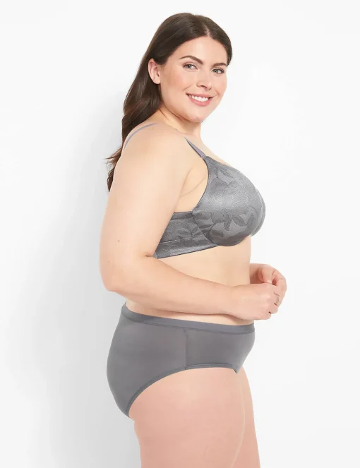 F To K Cups^Lane Bryant Invisible Lace Backsmoother Lightly Lined Full Coverage Bra Quiet Shade