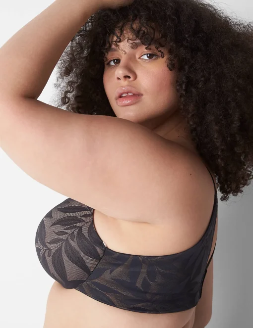 F To K Cups^Lane Bryant Invisible Lace Backsmoother Balconette Bra Black