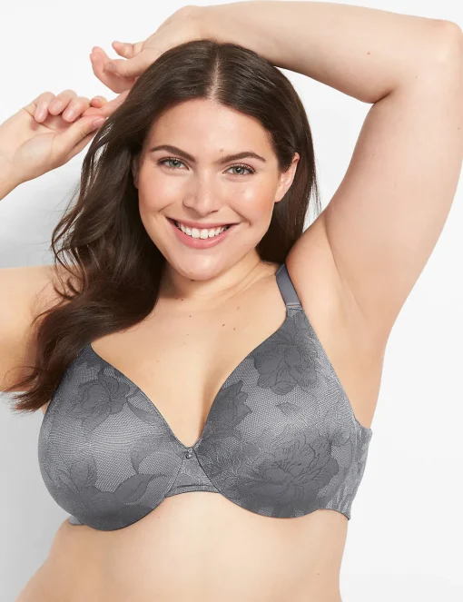 F To K Cups^Lane Bryant Invisible Lace Backsmoother Lightly Lined Full Coverage Bra Quiet Shade