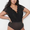 Bodysuits & Playsuits^Lane Bryant Lace & Mesh Bodysuit Black