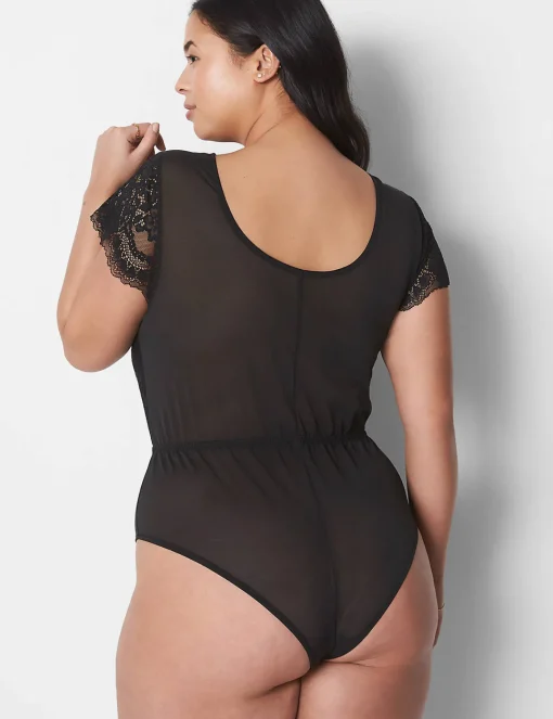 Bodysuits & Playsuits^Lane Bryant Lace & Mesh Bodysuit Black
