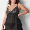 Chemises^Lane Bryant Lace Babydoll Black