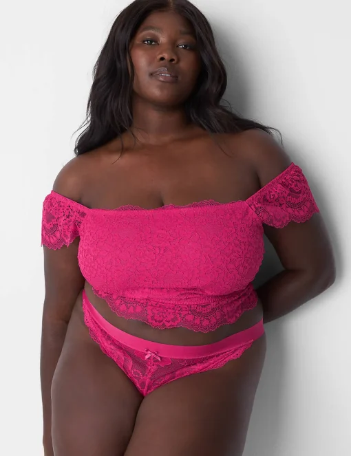 Sexy Bras^Lane Bryant Lace Crop Top Pink Yarrow