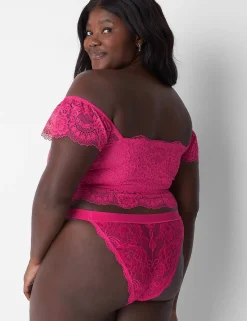 Sexy Bras^Lane Bryant Lace Crop Top Pink Yarrow