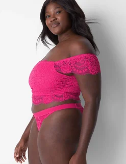 Sexy Bras^Lane Bryant Lace Crop Top Pink Yarrow
