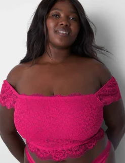 Sexy Bras^Lane Bryant Lace Crop Top Pink Yarrow
