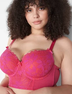 Balconette Bras^Lane Bryant Lace Longline Boost Balconette Bra Pink Yarrow
