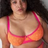 F To K Cups^Lane Bryant Lace Unlined Demi Bra Orange Clown Fish
